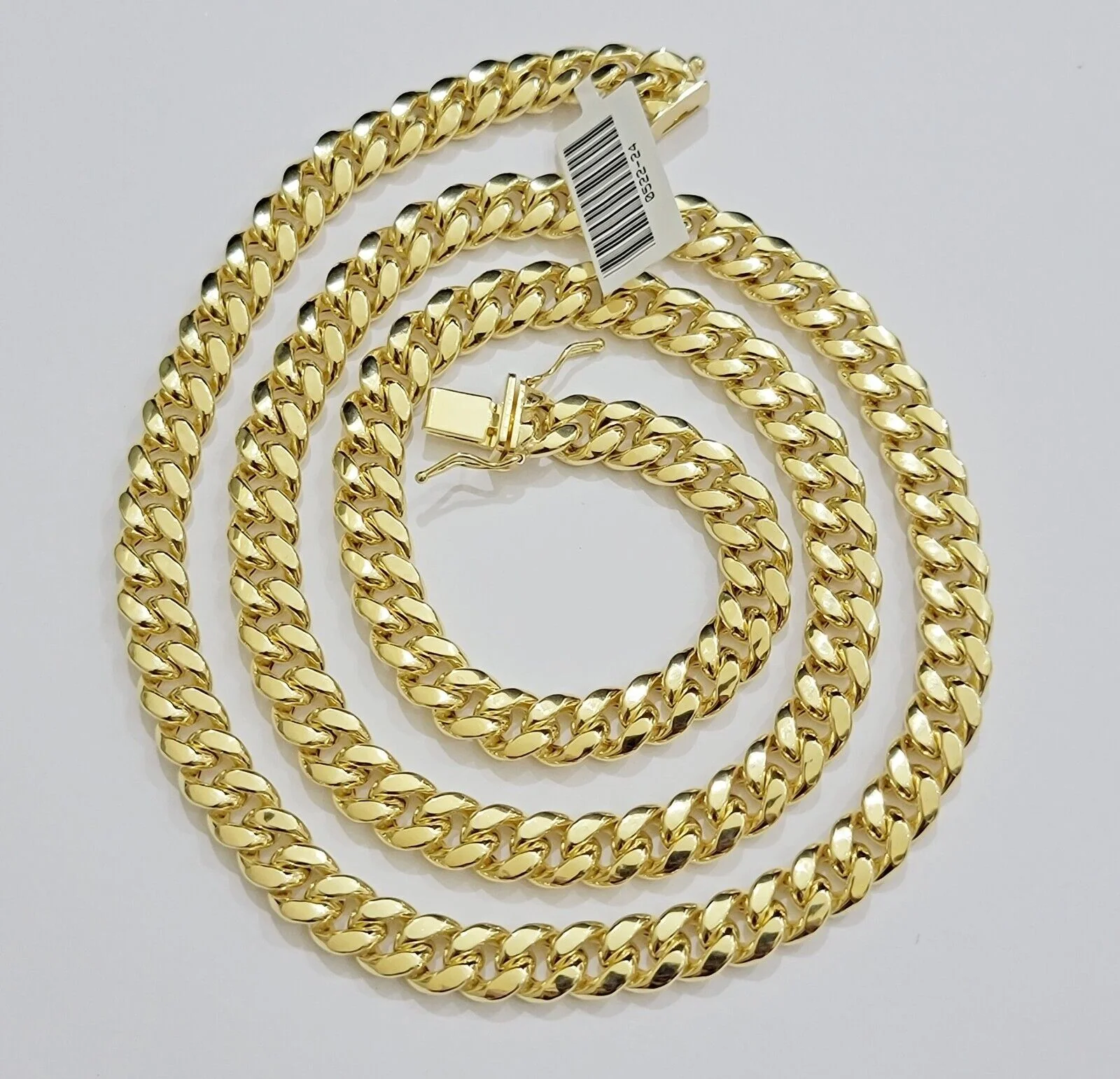 14k Gold Chain Necklace 22 Inch Miami Cuban Link 8mm Box Lock Real 14KT For Mens - Image 5
