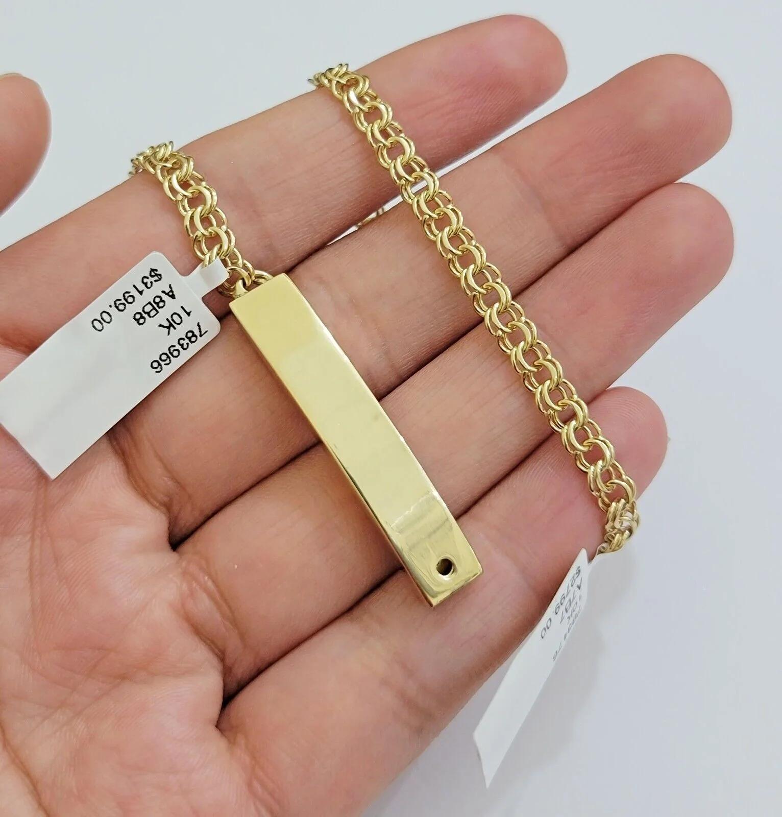 Kids 10k Yellow Gold Chino Bracelet ID Name Plate 5 Inch 4mm SOLID LINK REAL - Image 4