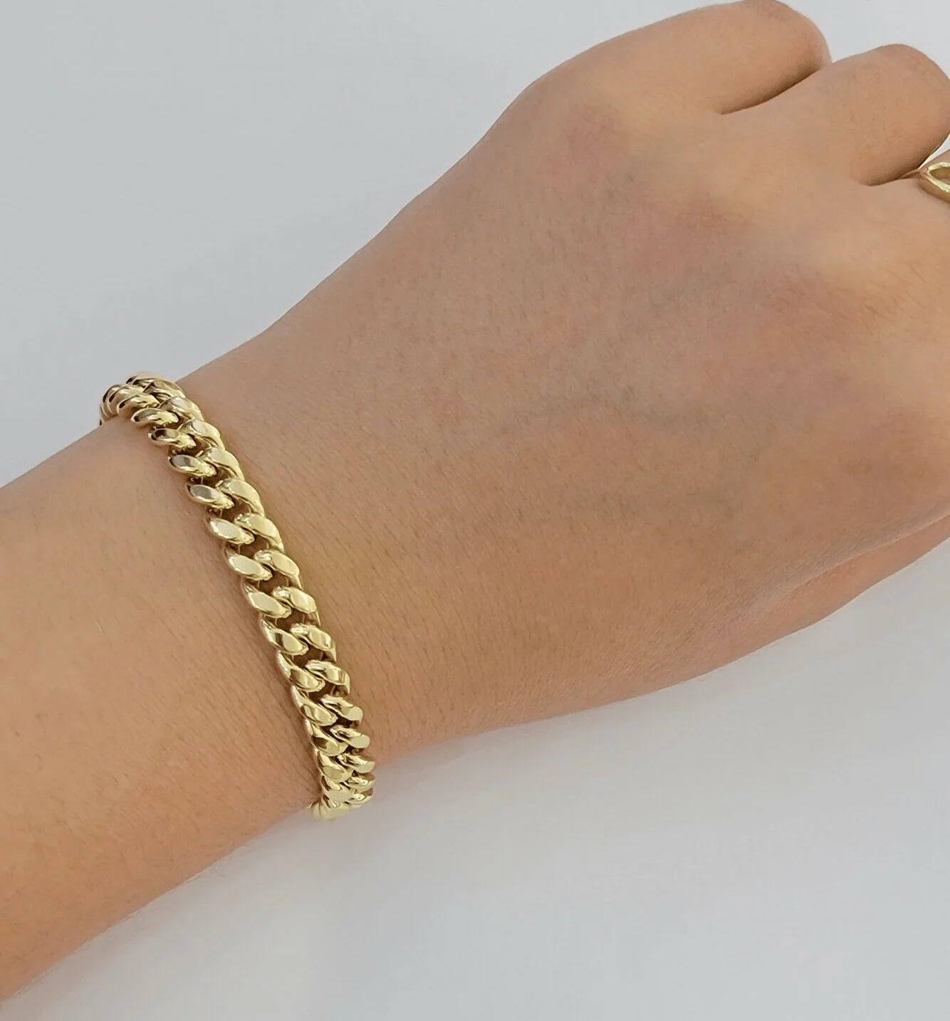 ladies 14k Bracelet Miami Cuban Link 7mm 7" Inch Real 14kt Yellow Gold For Women - Image 4