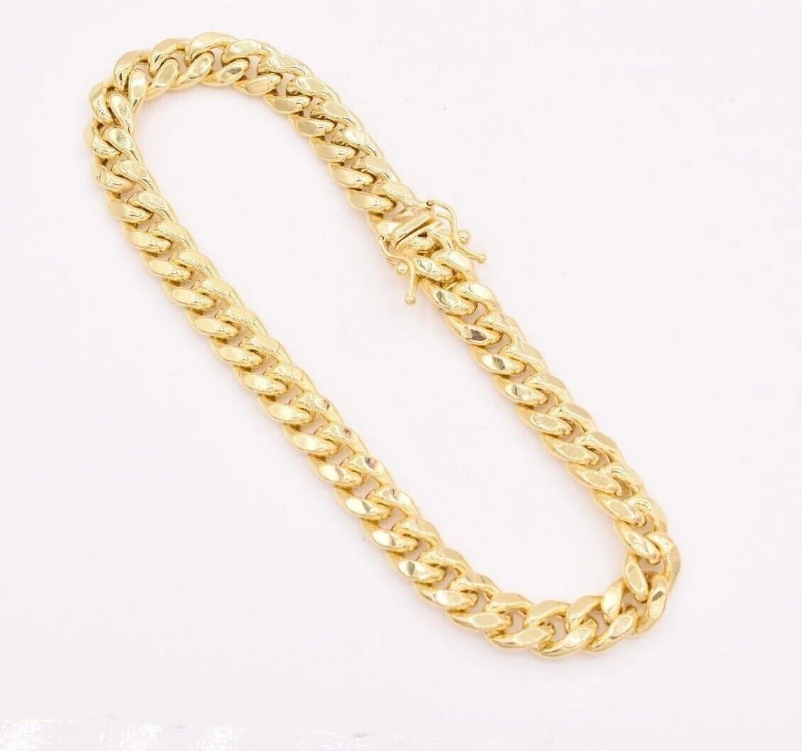 ladies 14k Bracelet Miami Cuban Link 7mm 7" Inch Real 14kt Yellow Gold For Women - Image 5
