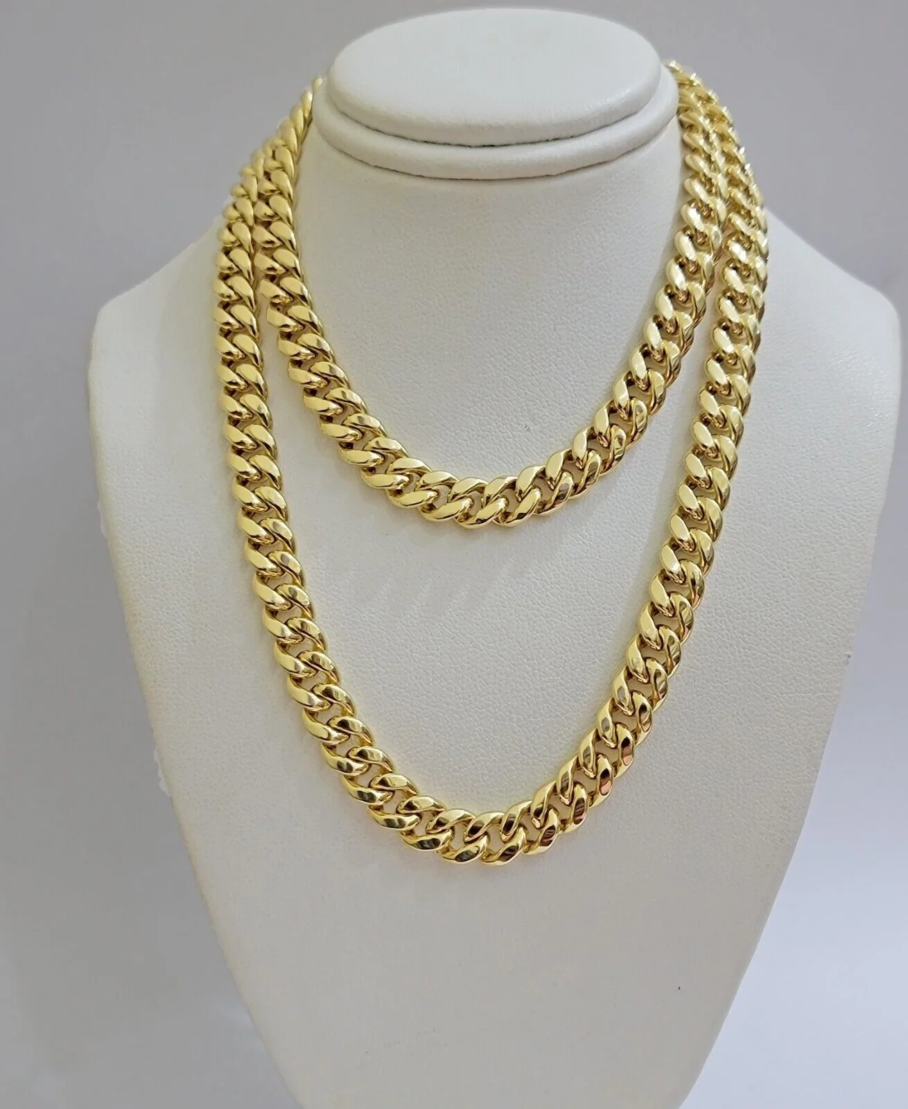Miami Cuban Link Chain 18 Inch Necklace REAL 10k Yellow Gold 8mm Mens Women 10KT - Image 2