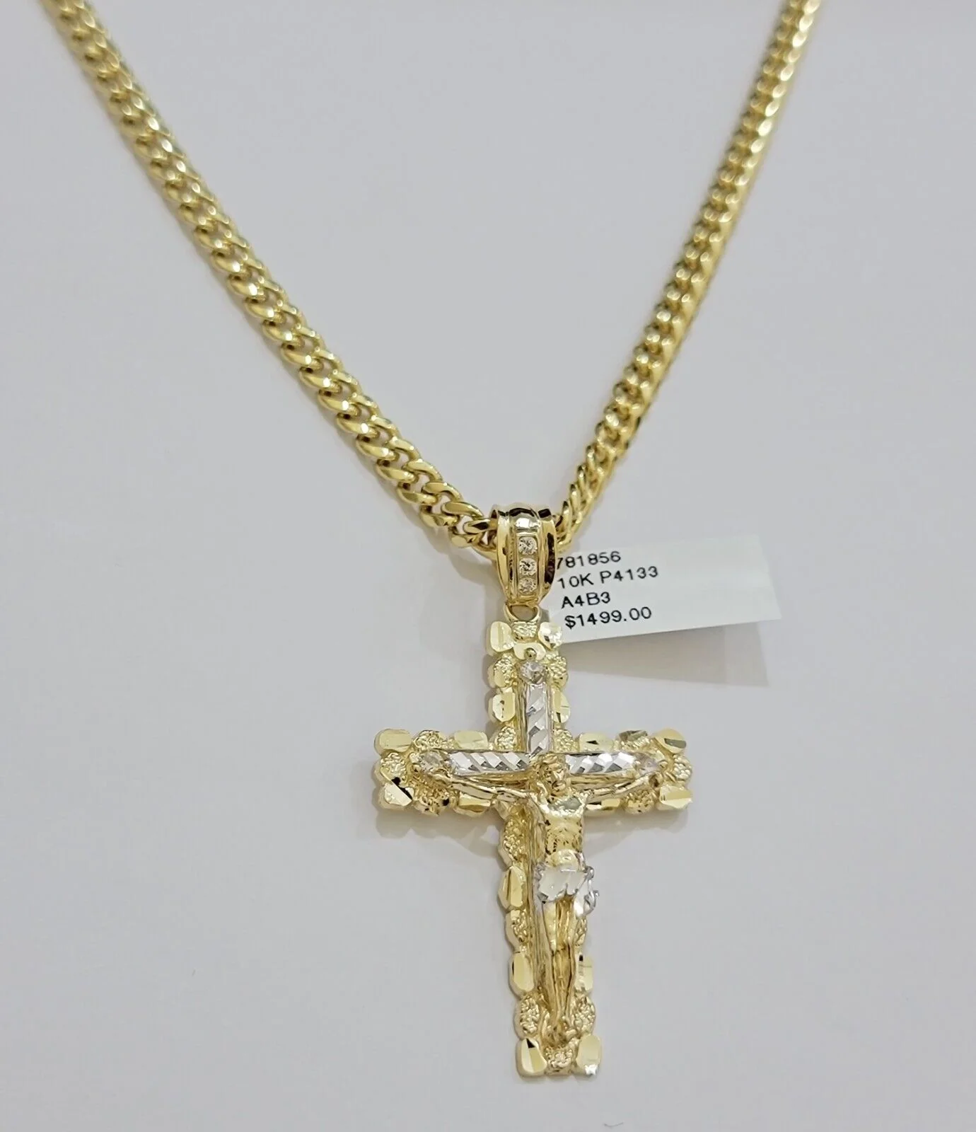 Real 10k Gold Cross Pendant 20 Inch Necklace SET Chain 5mm Miami Cuban Link 10KT - Image 5
