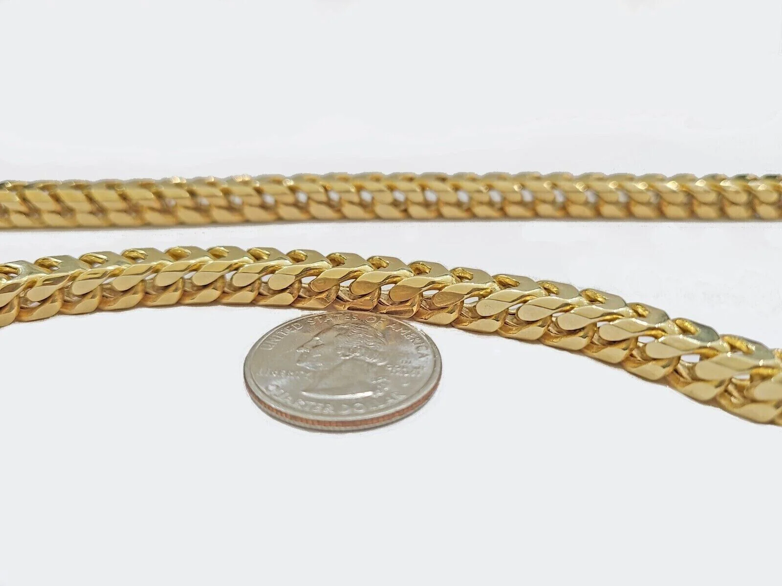 Real 10k Gold Necklace Franco Chain 7mm 26 Inch Mens 10k Yellow Gold 94 grams - Image 2