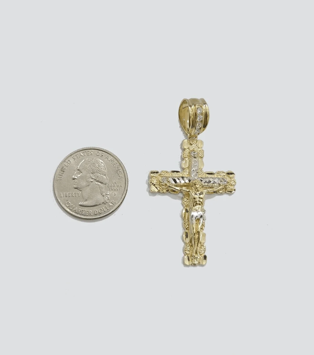 Real 10k Gold Rope Chain Jesus Cross Charm SET 4mm 20'' Necklace & Pendant Men's - Image 14