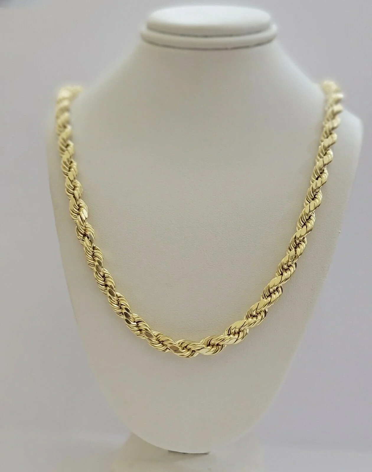 REAL 10k Gold Rope Necklace 24" 7mm Mens Chain 10kt Yellow Gold Lobster,Bracelet - Image 2
