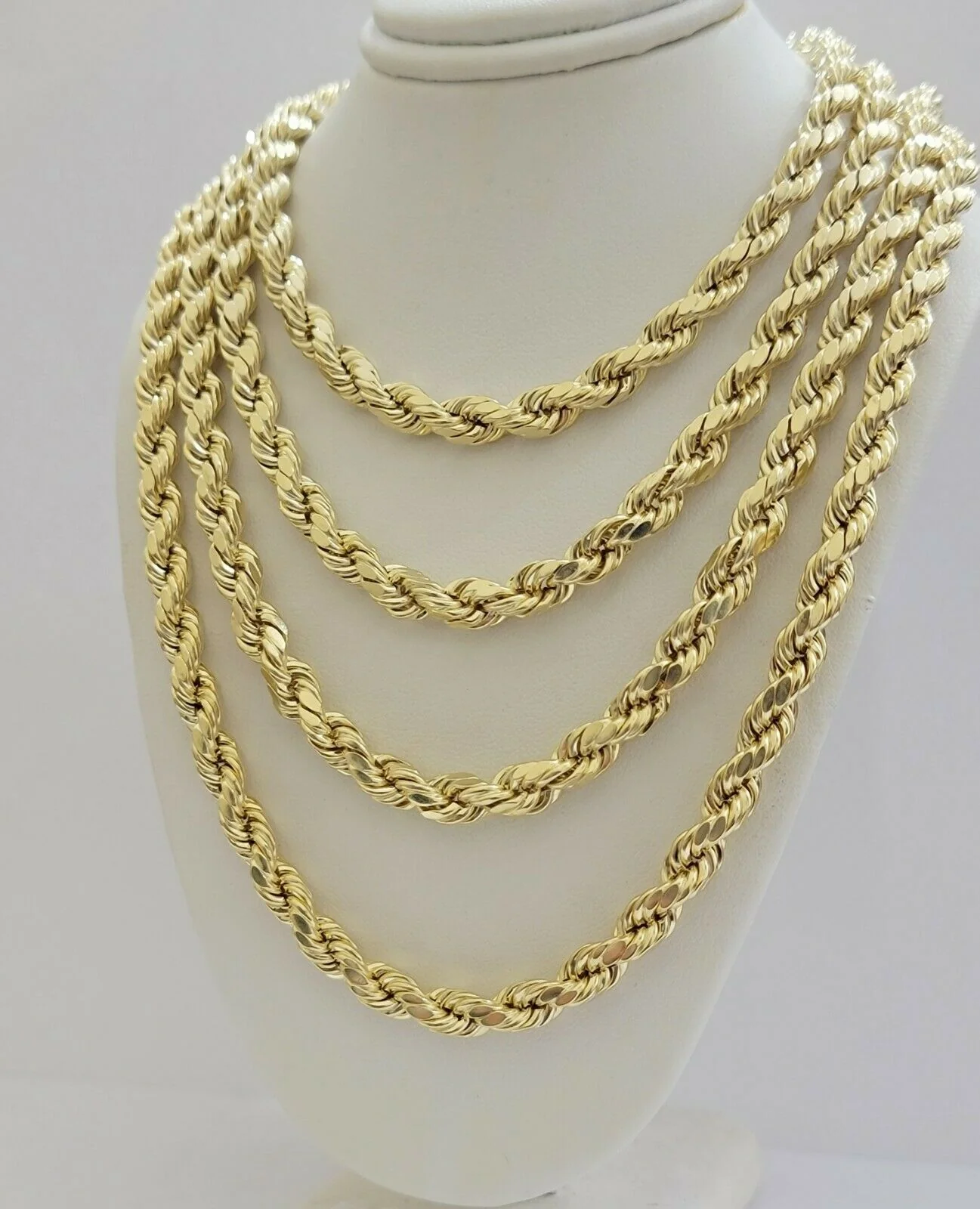 REAL 10k Gold Rope Necklace 24" 7mm Mens Chain 10kt Yellow Gold Lobster,Bracelet - Image 5