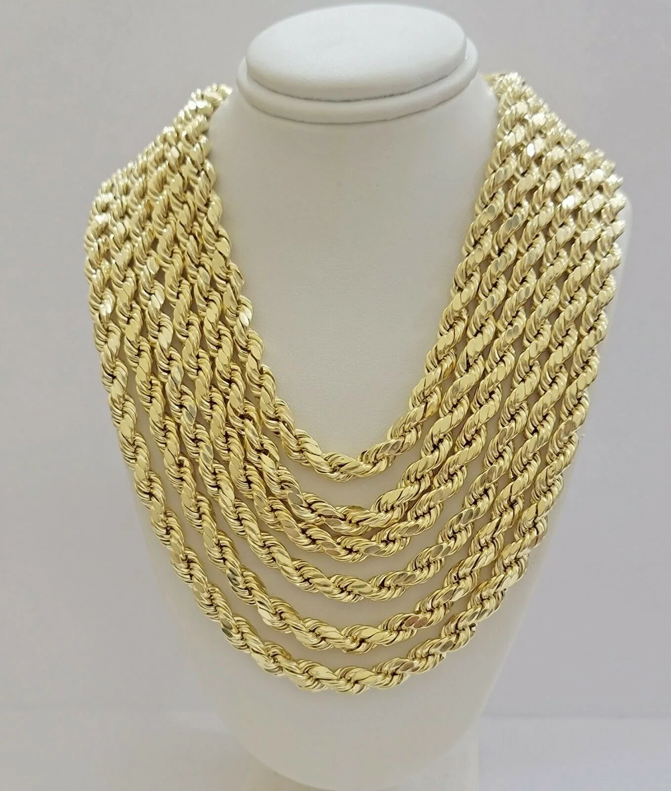 REAL 10k Gold Rope Necklace 24" 7mm Mens Chain 10kt Yellow Gold Lobster,Bracelet - Image 6