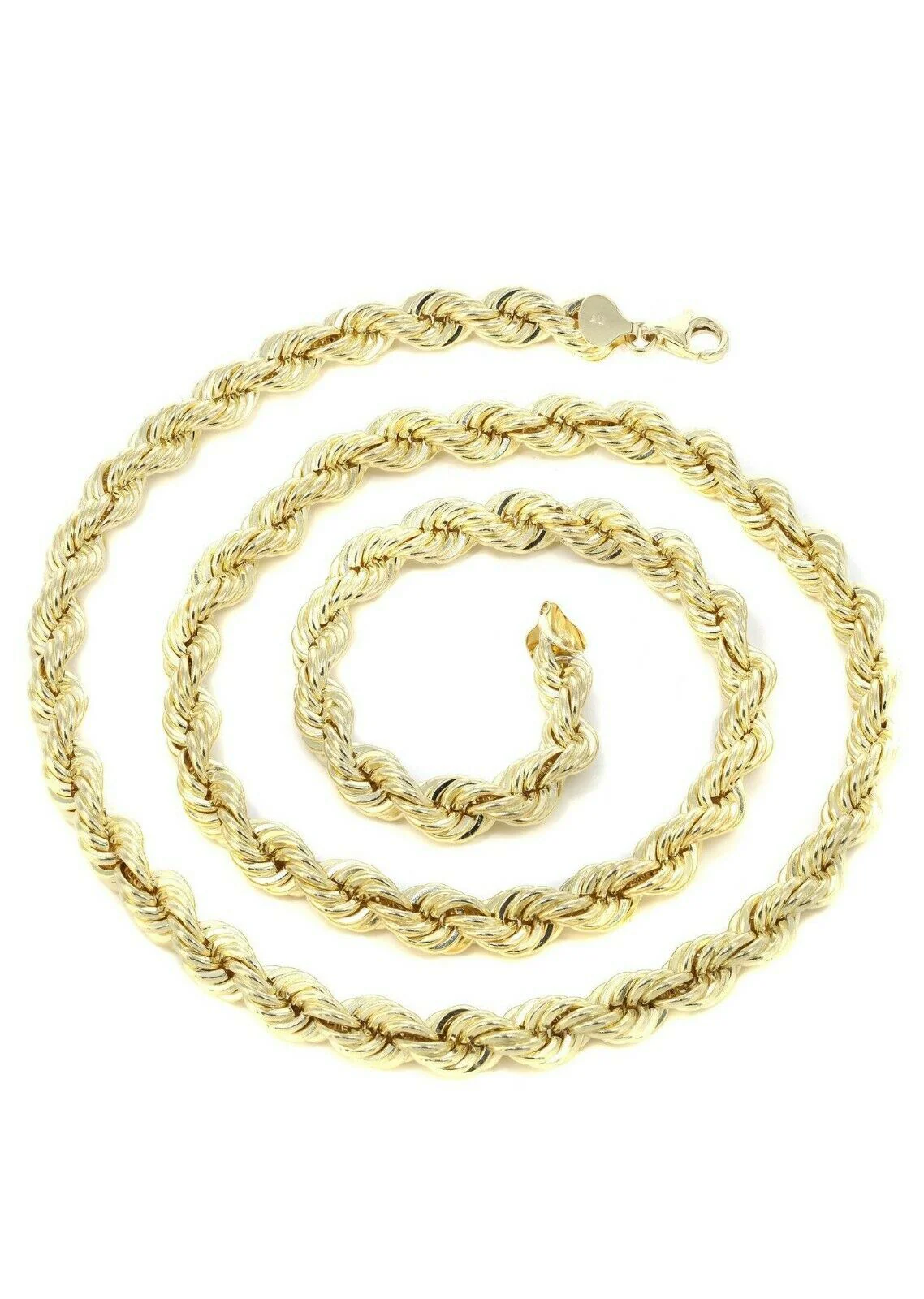 REAL 10k Gold Rope Necklace 24" 7mm Mens Chain 10kt Yellow Gold Lobster,Bracelet - Image 8