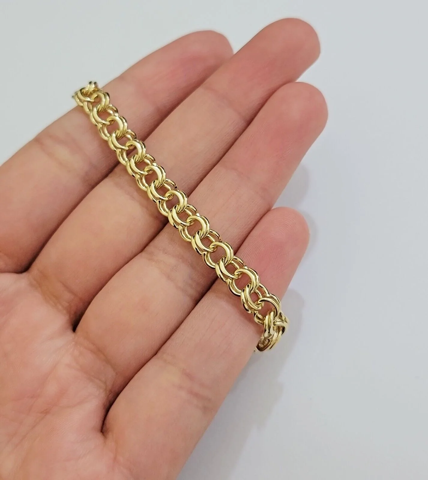 Real 10k Yellow Gold Bracelet Chino ID Name Plate 6.25" SOLID LINK KIDS / Women - Image 9