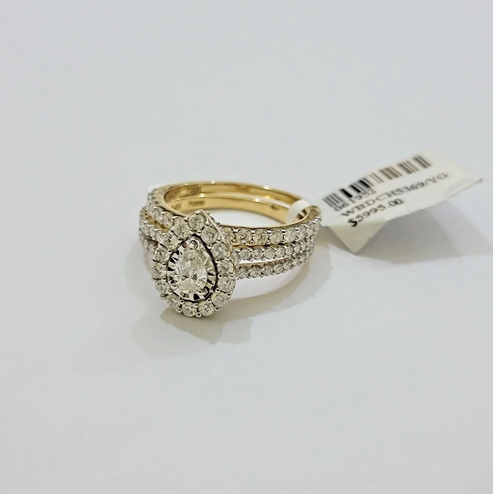Real 14k Gold Diamond Engagement Wedding Ring Band SET  Pear/ Tear drop 1.5 CT Ring Sizes 6,7,8,9,10,11 & 12 - Image 5