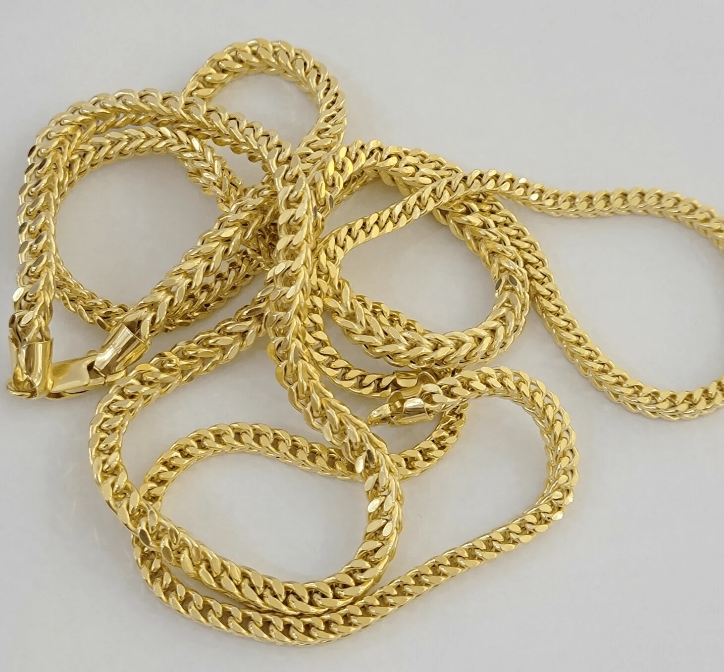 Real 14k Gold Necklace Franco Chain 4mm 22 Inch Diamond Cut Mens 14k Yellow Gold - Image 9