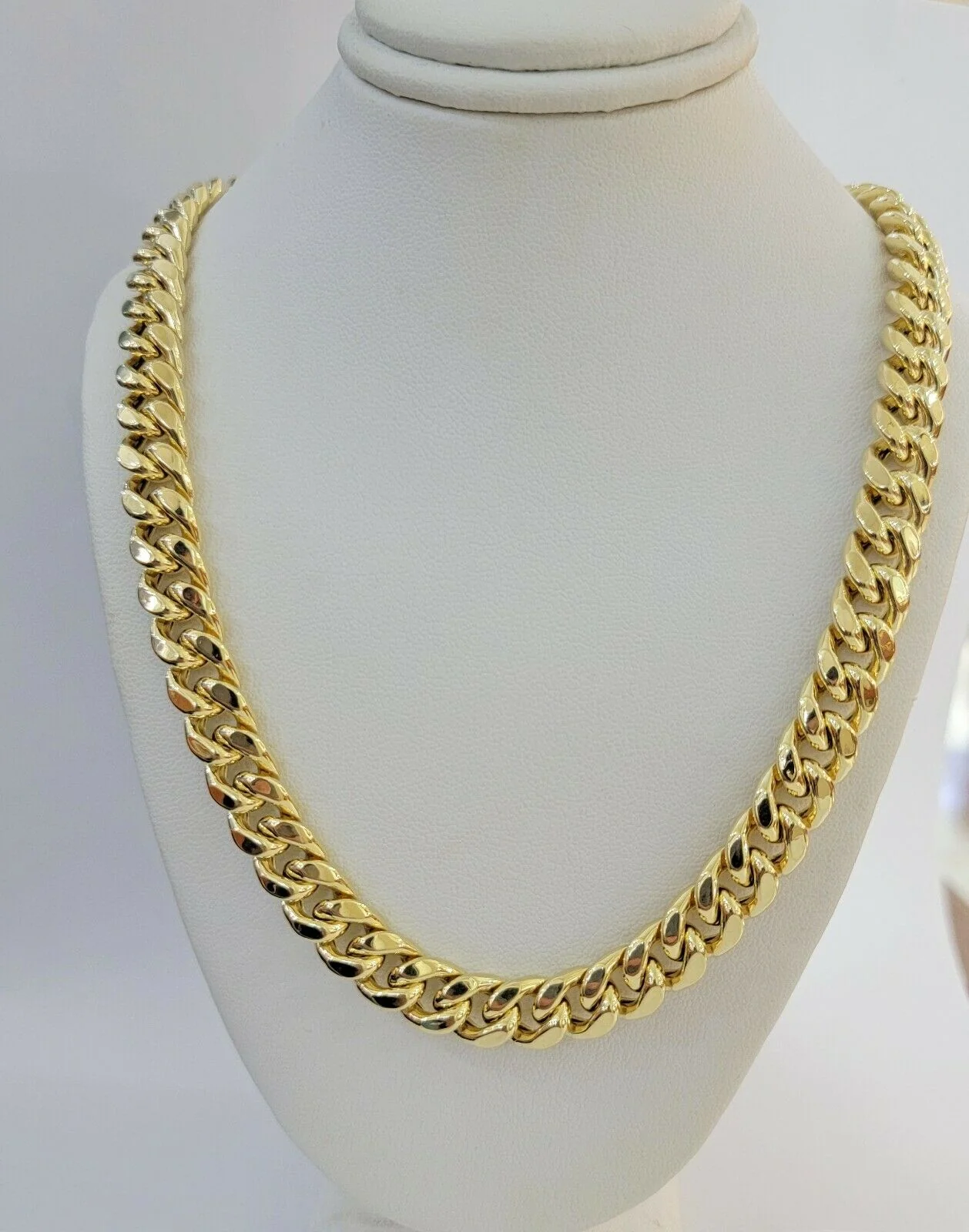 Real 14k Mens Chain Miami Cuban Link Necklace 24"  9mm 14KT Yellow Gold Box lock - Image 3