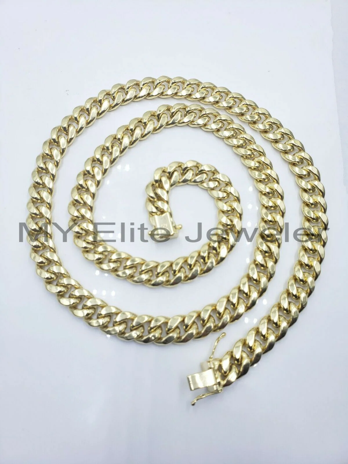 Real 14k Mens Chain Miami Cuban Link Necklace 24"  9mm 14KT Yellow Gold Box lock - Image 4