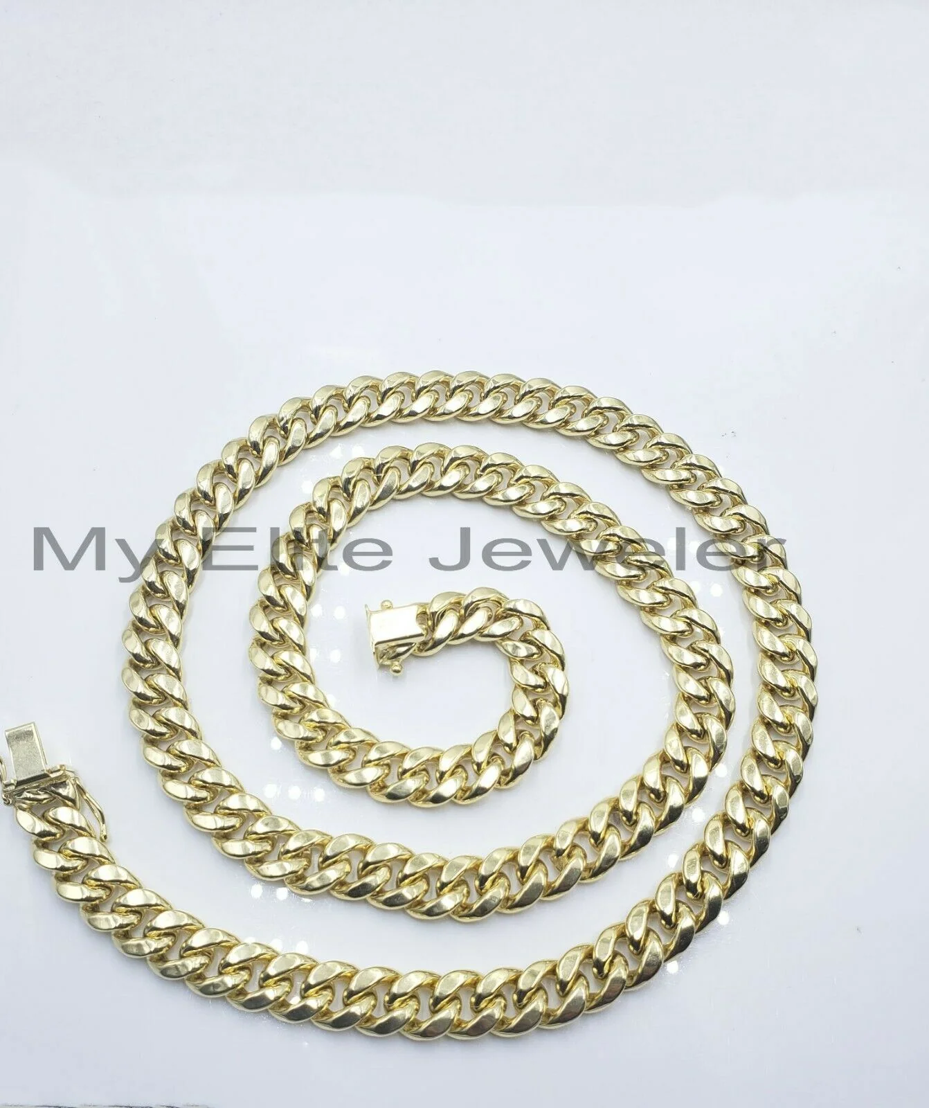 Real 14k Mens Chain Miami Cuban Link Necklace 24"  9mm 14KT Yellow Gold Box lock - Image 6