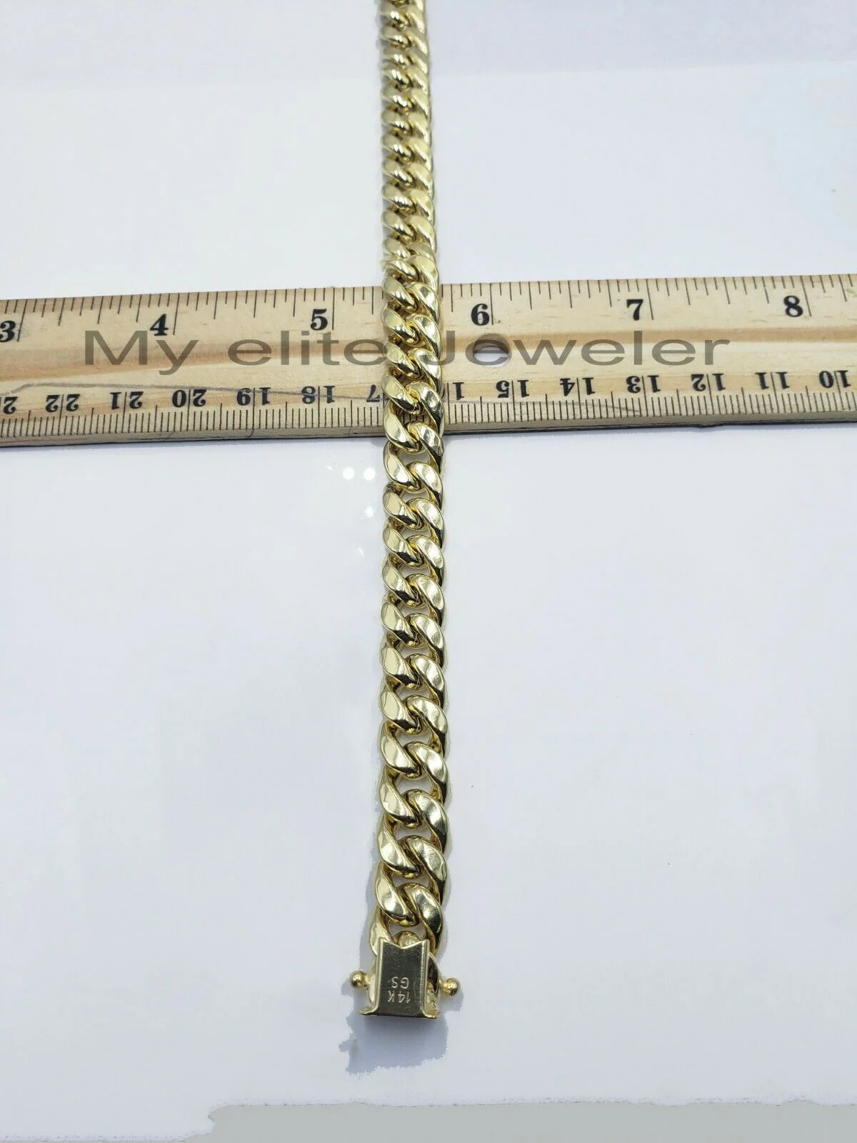 Real 14k Mens Chain Miami Cuban Link Necklace 24"  9mm 14KT Yellow Gold Box lock - Image 7