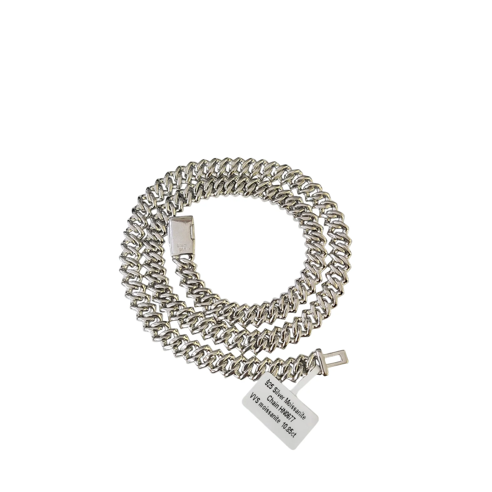 Real 925 Silver Moissanite Necklace Cuban Link Chain 22 Inch 10mm For Men - Image 10