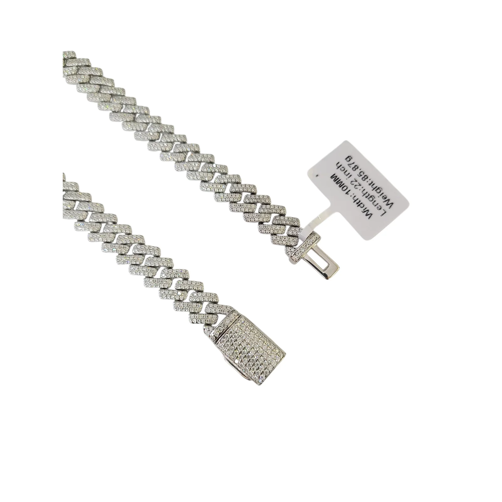 Real 925 Silver Moissanite Necklace Cuban Link Chain 22 Inch 10mm For Men - Image 3