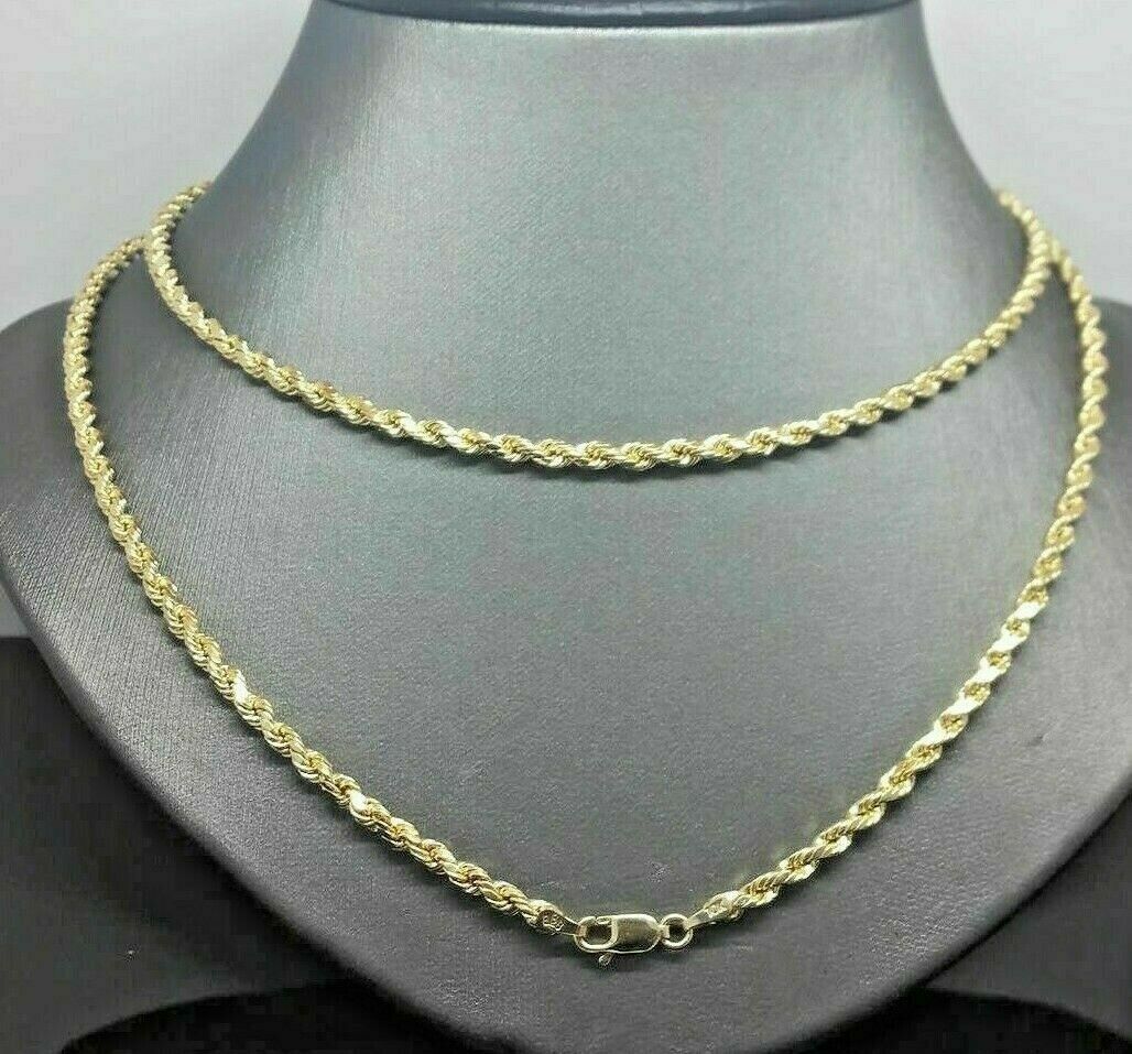 Real Gold Rope Chain Solid 14k Yellow Gold Necklace 18"-28" 3.5mm Diamond Cut - Image 6