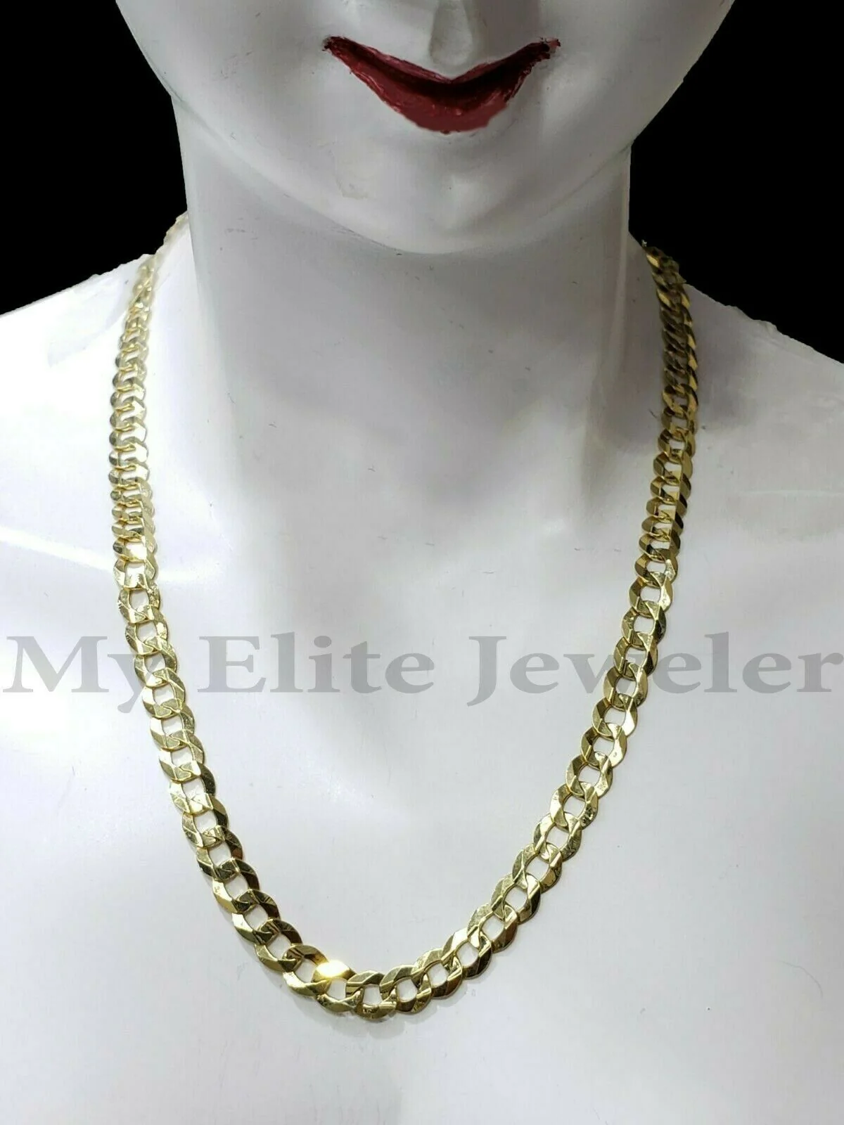 SOLID 14k Yellow Gold Ladies Chain Necklace 22 Inch Cuban Curb Link  3 MM Women - Image 6